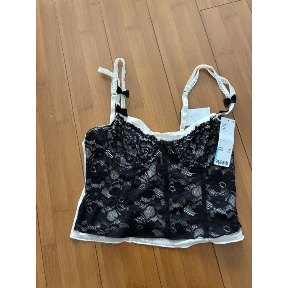 Urban Outfitters Out From Under Secret Garden Black Lace Trim Camisole Top Large